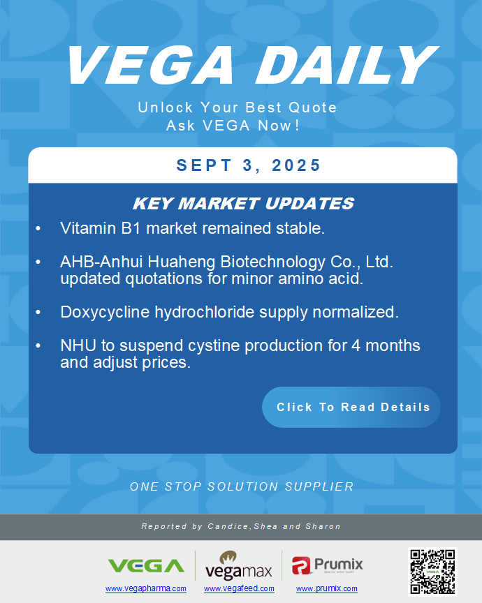 VEGA Daily Dated on September 3rd 2025 Vitamin Amino Acid APl Food Additives.png
